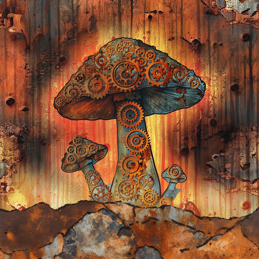 Rusty Metal Mushroom Digital Art