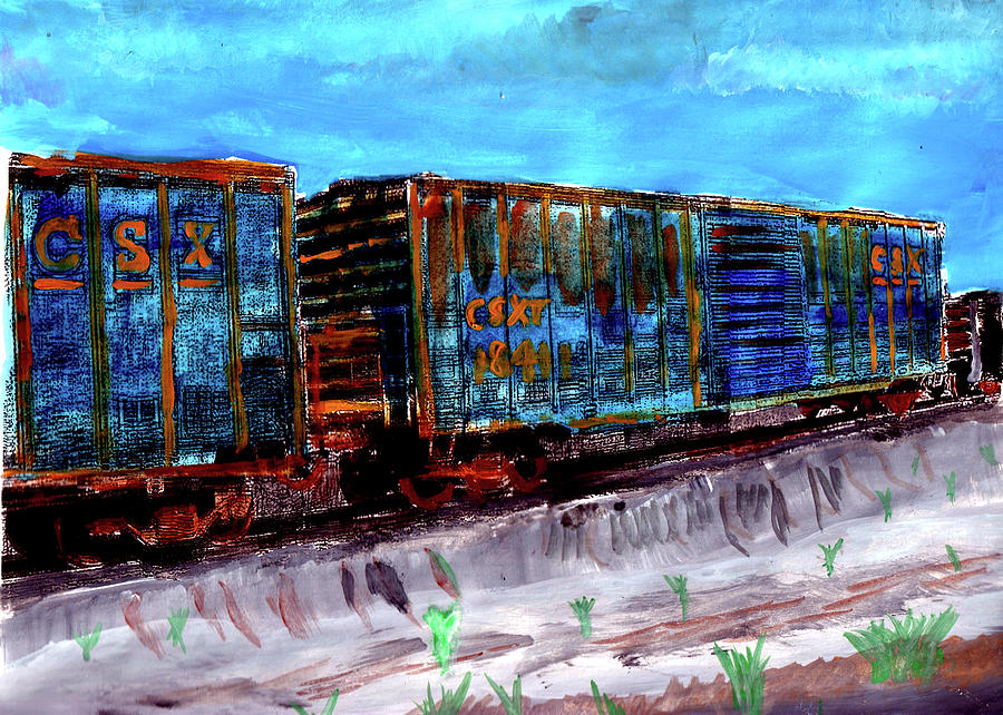 Rusty Old Boxcars Painting by Christopher Reed