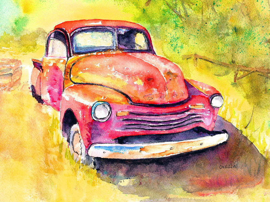 Rusty Old Red Truck Painting by Carlin Blahnik CarlinArtWatercolor