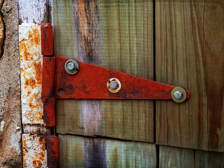 Rusty Red Door Hinge Photograph