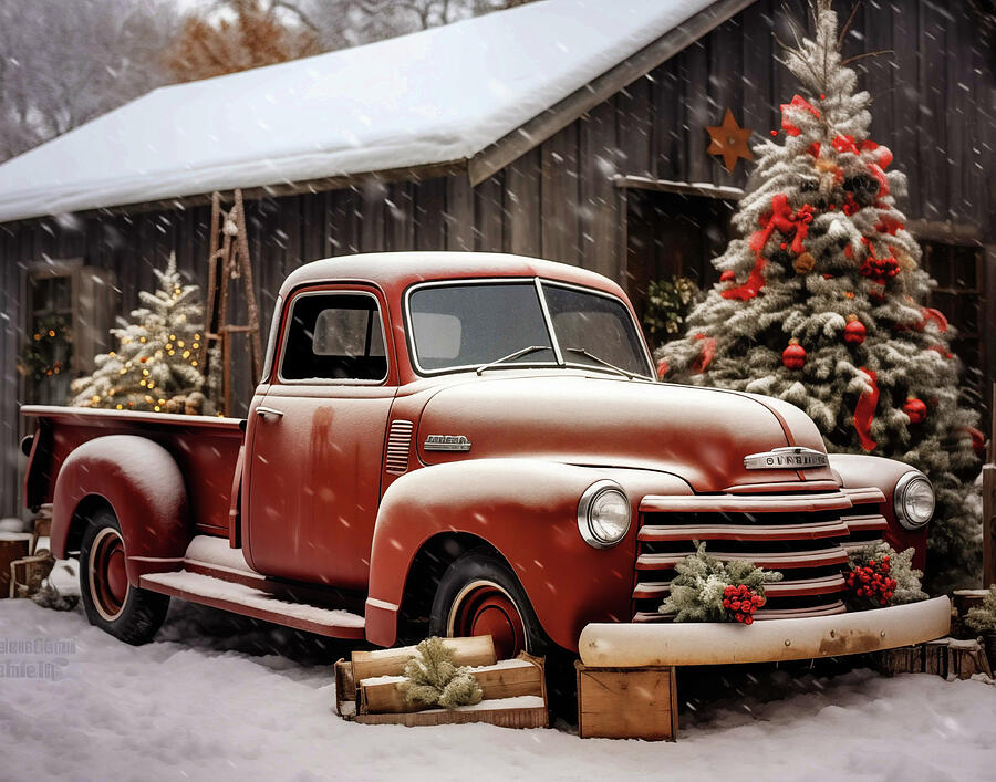 Rusty Red Pickup Truck Digital Art by TnBackroadsPhotos