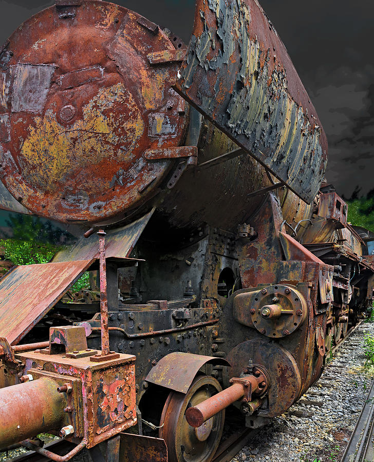 Museum Mixed Media - Rusty steam locomotive by Leopold Brix