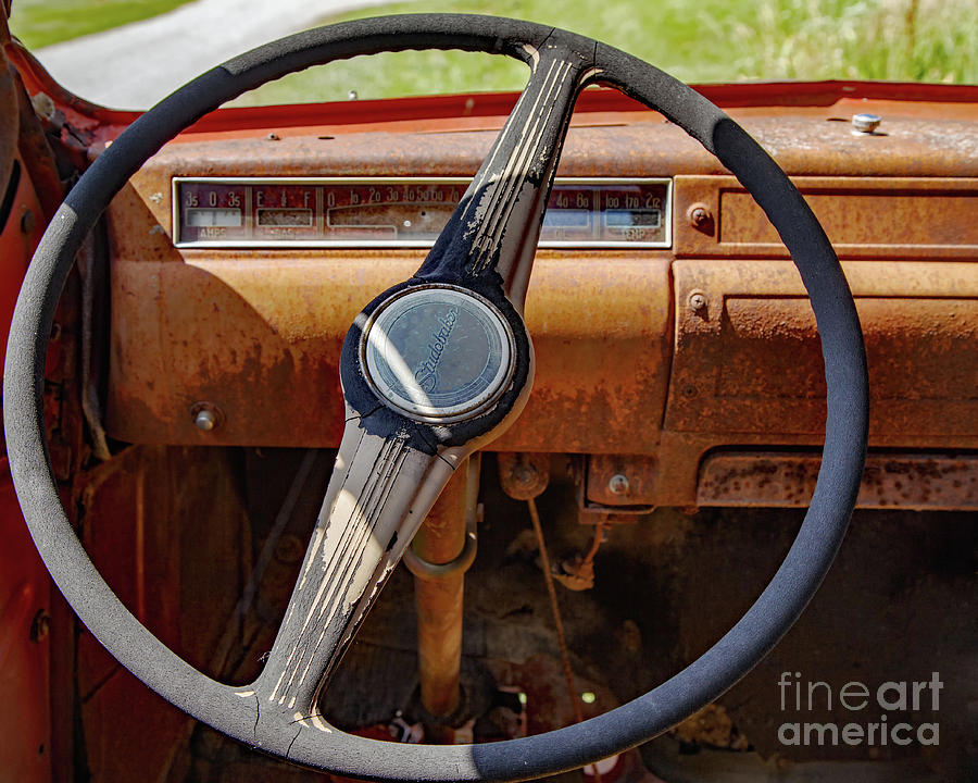 Rusty Studebaker Truck Dash Photograph by Kevin Anderson