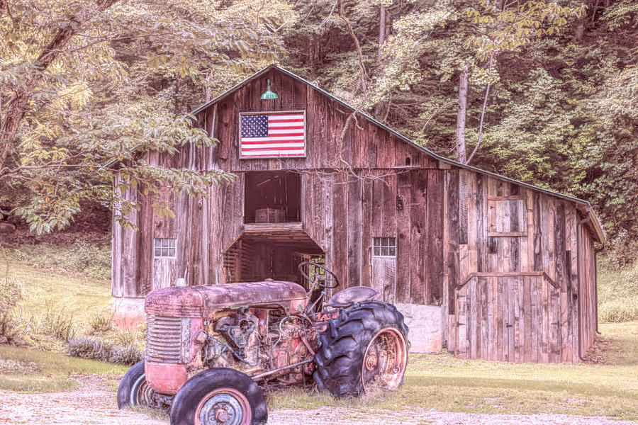 Rusty Tractor in America in Country Colors  Photograph by Debra and Dave Vanderlaan