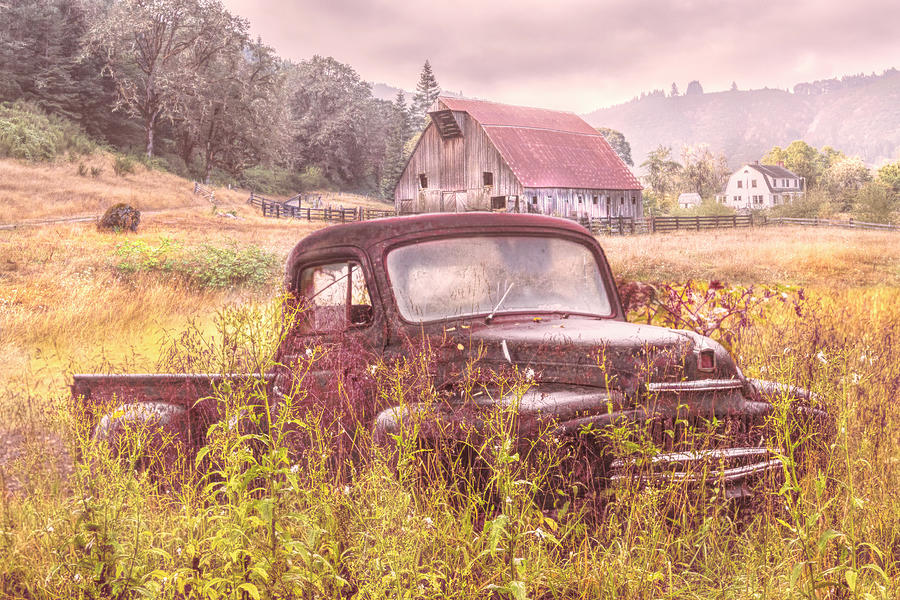 Rusty Truck Deep in the Wildflowers in Soft Colors Photograph by Debra and Dave Vanderlaan