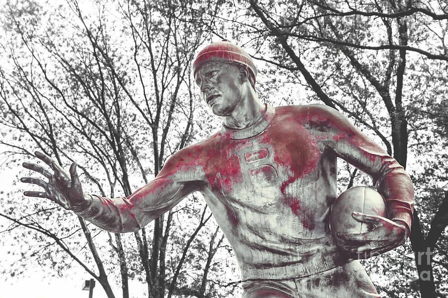 Rutgers University Football Statue - Selective Color Photograph by Colleen Kammerer