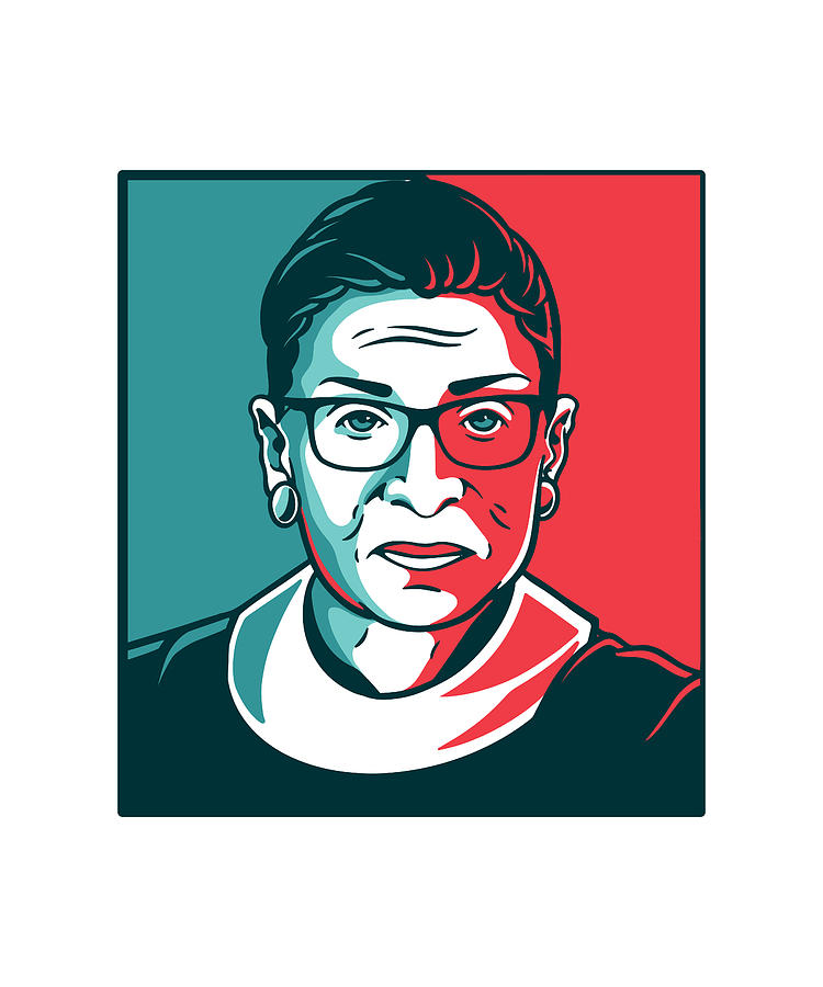 Ruth Bader Ginsberg red and blue portrait Digital Art by Norman W ...