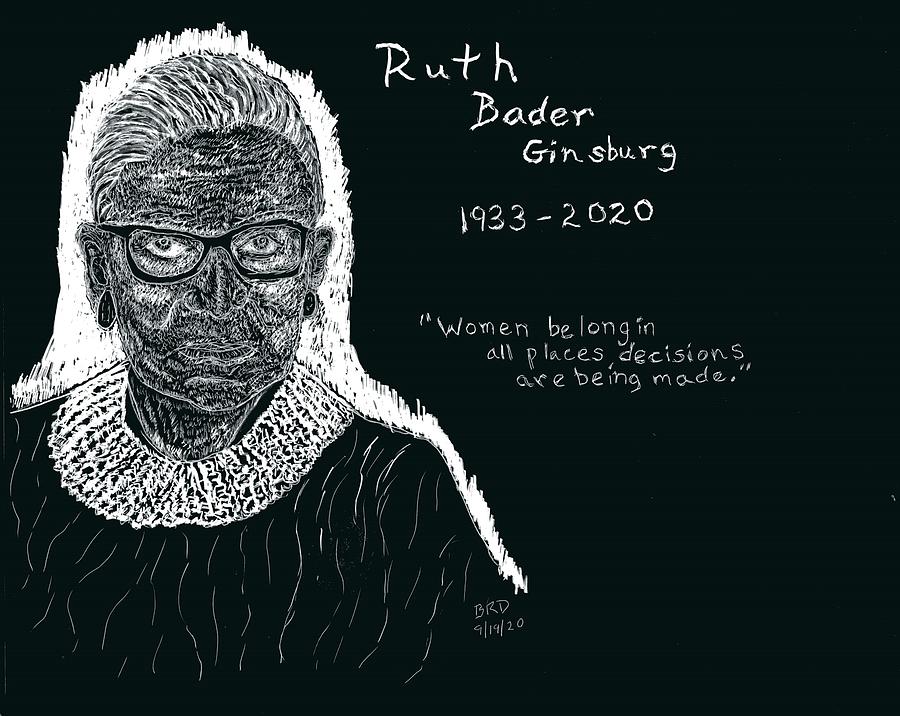 Ruth Bader Ginsburg Drawing by Branwen Drew