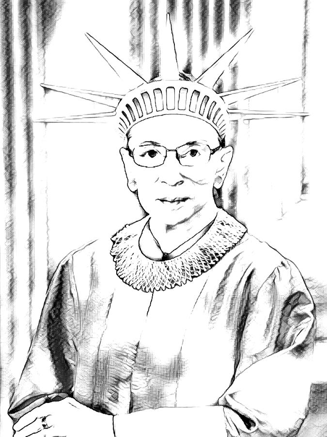 Portrait Digital Art - Ruth Bader Ginsburg Tribute - Freedom for All by Marianna Mills