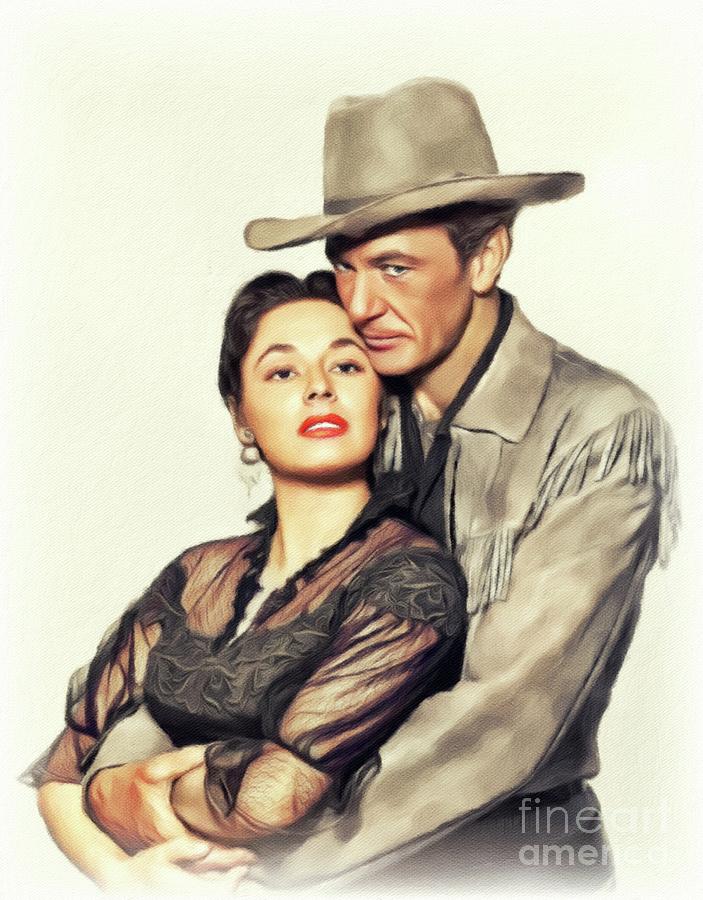 Ruth Painting - Ruth Roman and Gary Cooper, Hollywood Legends by John Sprin...