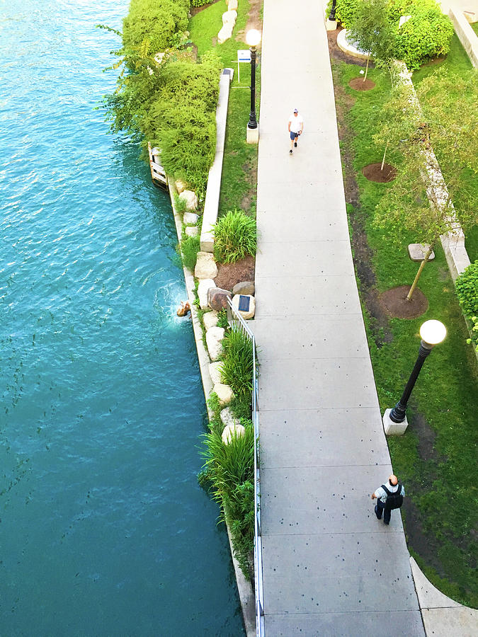 Chicago Riverwalk Jogging Path From Above Photograph by Patrick Malon