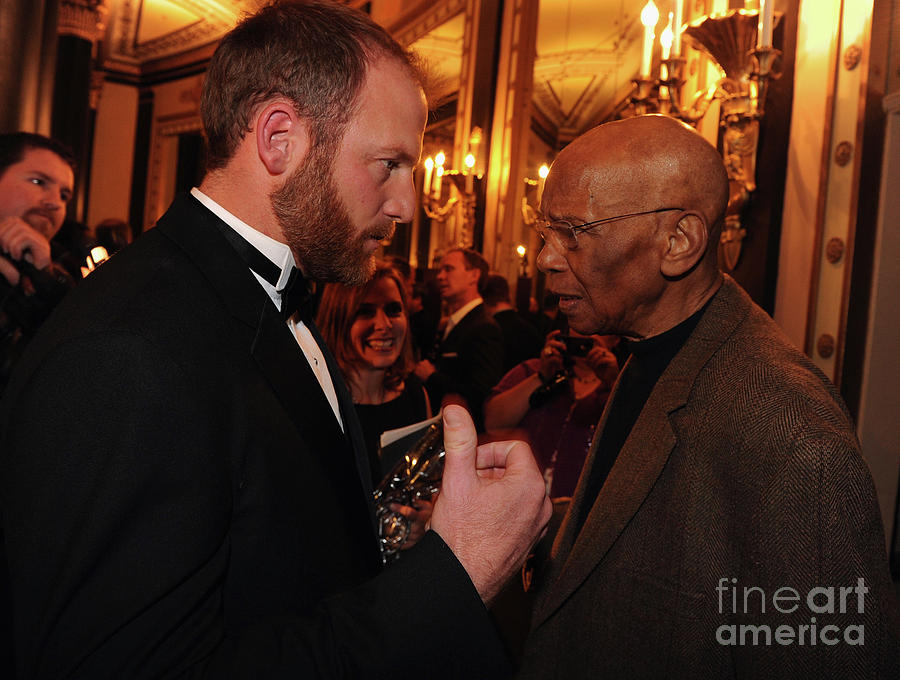Ryan Dempster and Ernie Banks Photograph by Rick Diamond Ryan Dempster and Ernie Banks Photograph by Rick Diamond