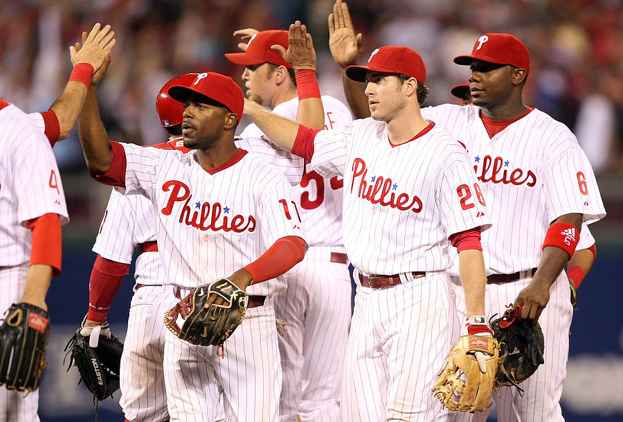 Ryan Howard, Jimmy Rollins, and Chase Utley Photograph by Jed Jacobsohn
