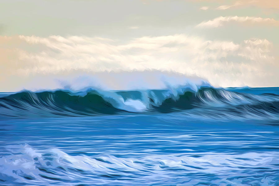 Rye Beach, NH Crashing Wave Digital Art by Deb Bryce
