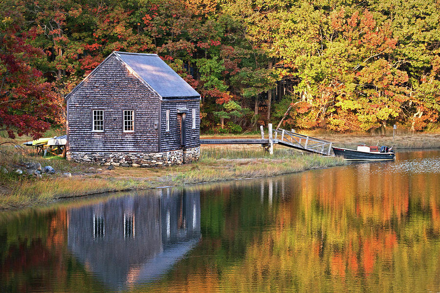 Rye Boat House in Autumn Photograph by Eric Gendron
