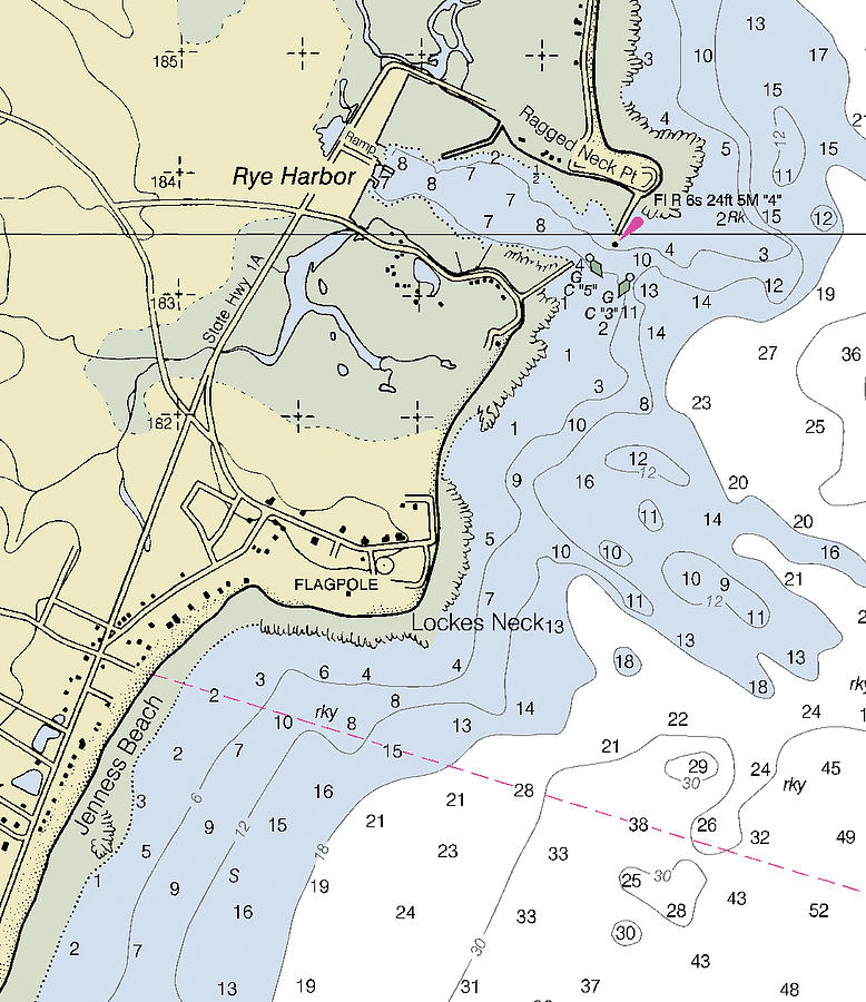 Rye Harbor New Hampshire Nautical Chart Digital Art by Bret Johnstad