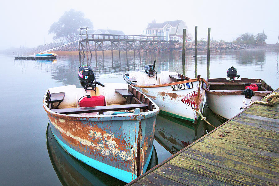 Rye Harbor Skiffs in the Fog Photograph by Eric Gendron