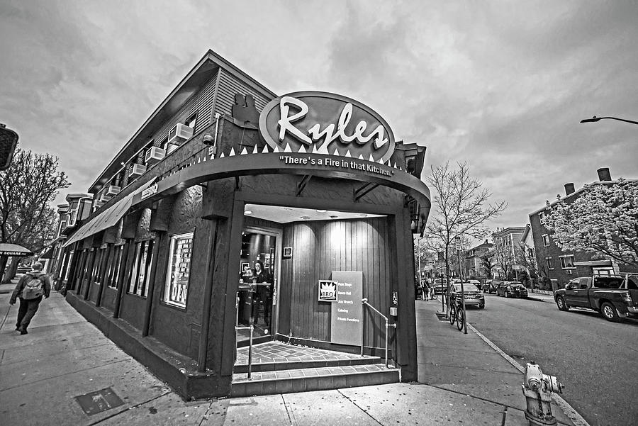 Ryles Jazz Club Cambridge MA Inman Square Hampshire Street Black and White Photograph by Toby McGuire