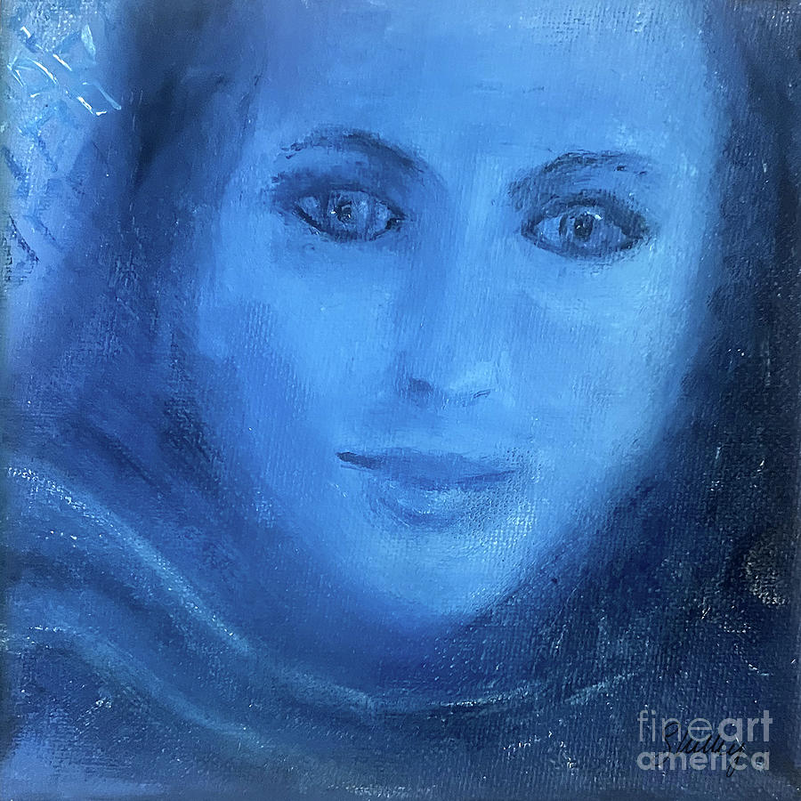 Ryn in blue Painting by Shelley Myers