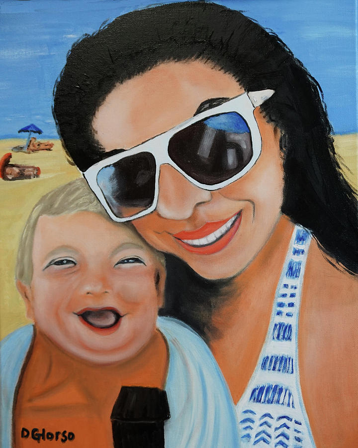 S and F At the Beach Painting by Dean Glorso