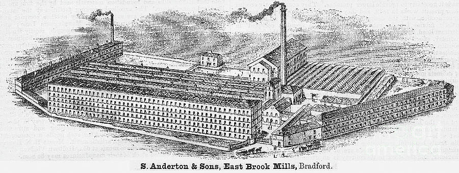 S Anderton and sons, East brook Mills, Bradford 1893 Drawing by Mick Flynn