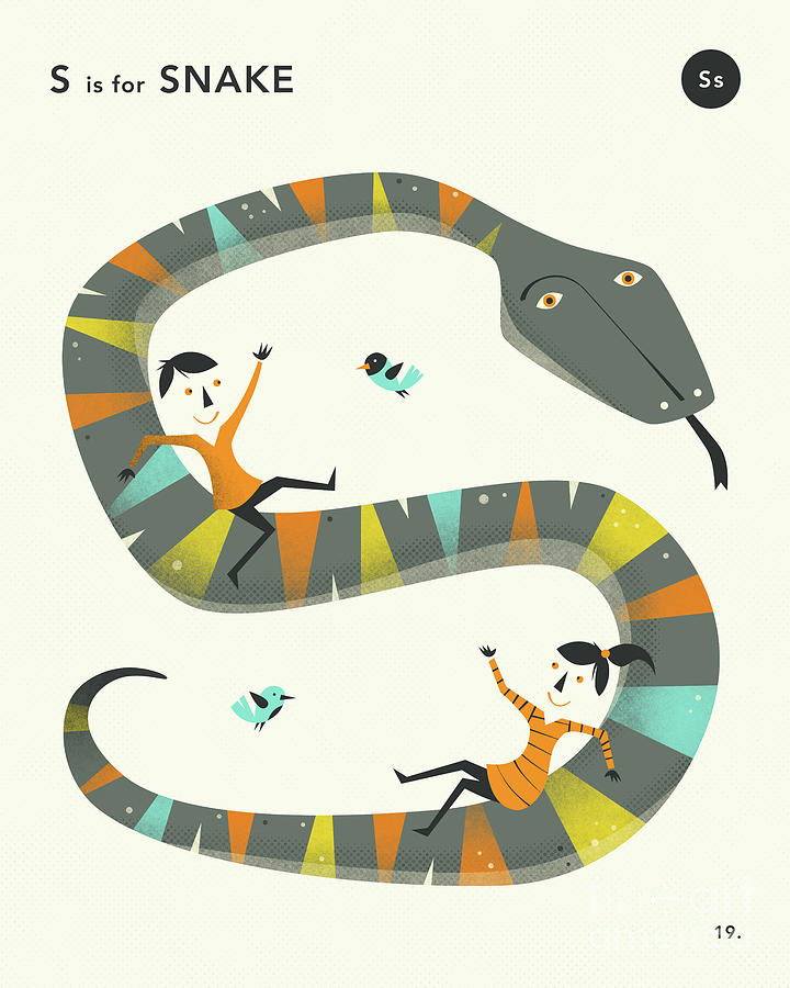 Snake Digital Art - S Is For Snake by Jazzberry Blue