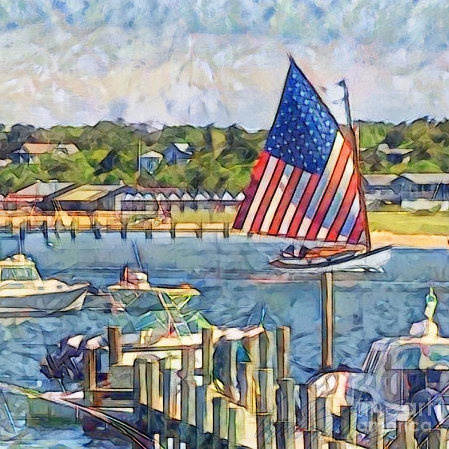 S Sparkling Harbor in June - Square Painting by Lyn Voytershark