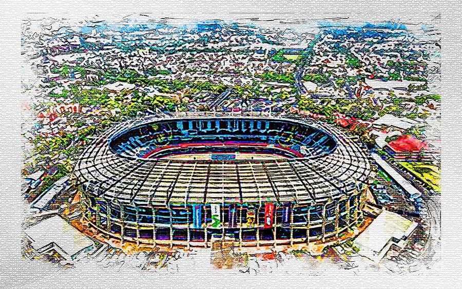 S02738 Estadio Azteca Aerial View Soccer Stadium Hdr Football Mexico ...