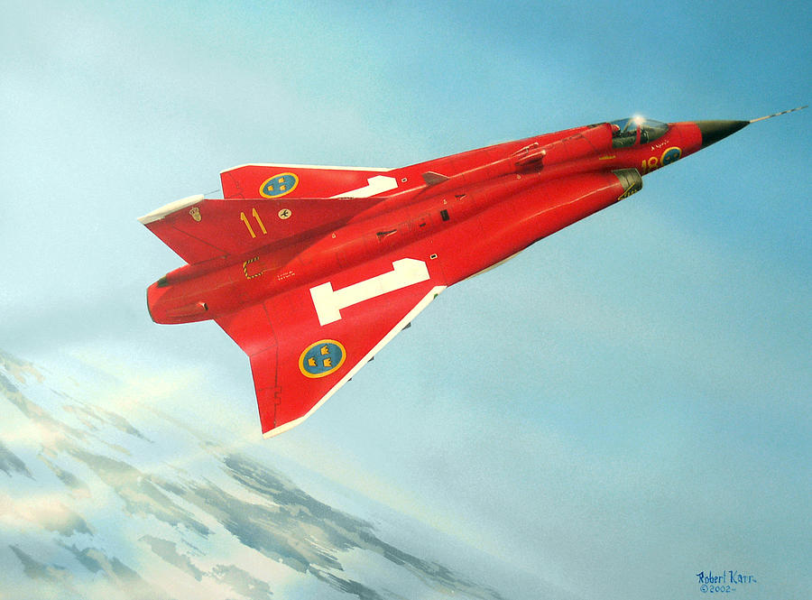 Saab Draken J 35 Painting By Robert Karr Fine Art America