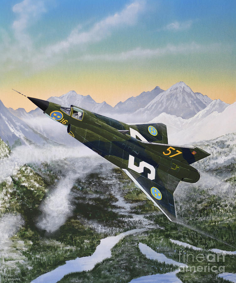 Saab J35F Draken Painting by Steve Ferguson