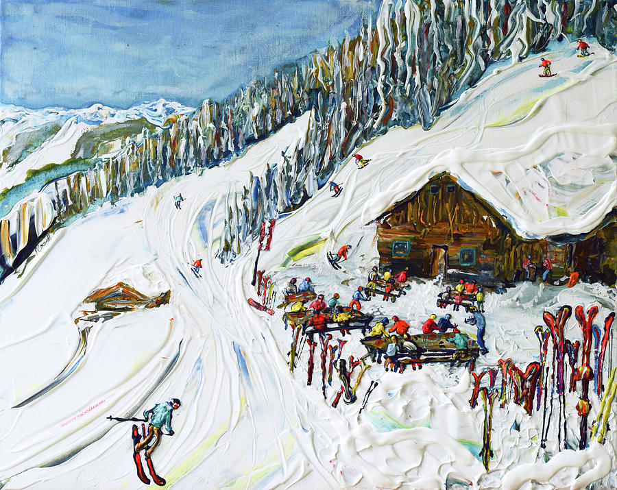 Saalbach Hinterglemm Ski Poster and Ski Print Painting by Pete Caswell