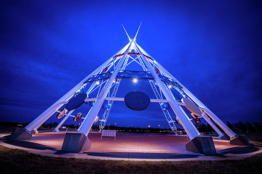 Saamis Teepee at Dusk Photograph by Darcy Dietrich