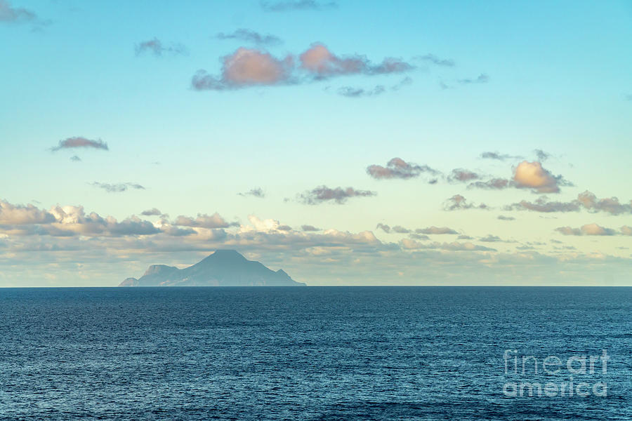 Saba Island appears in the distance near the island of Saint Mar Photograph by William Kuta