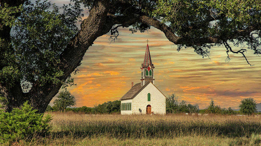 Sabbath Sunset - Old Rock Church Photograph