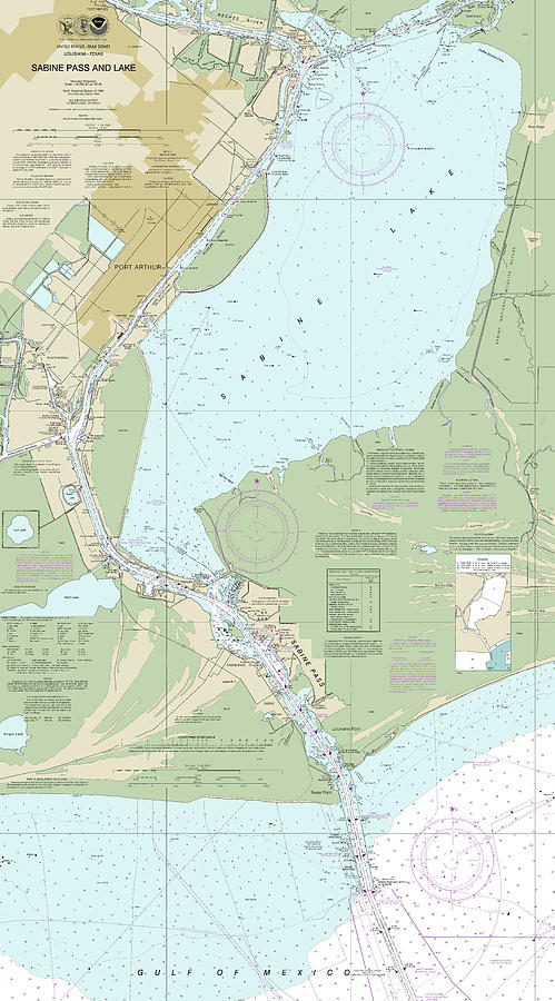 Sabine Pass and Lake Nautical Chart 11342 No Borders Digital Art by ...