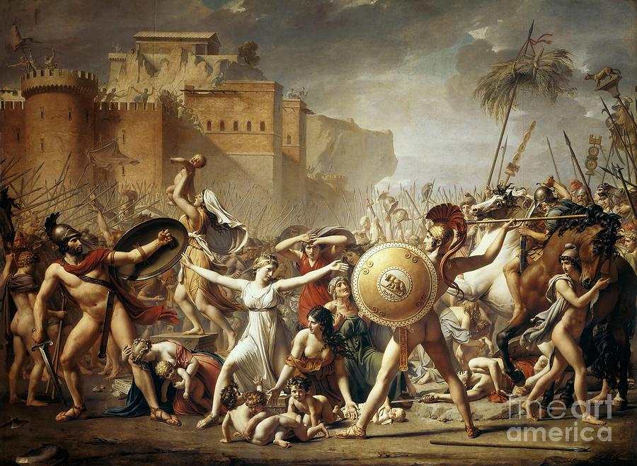 Sabine women stopped fighting the Romans with Sabines Painting by Jacques-Louis David