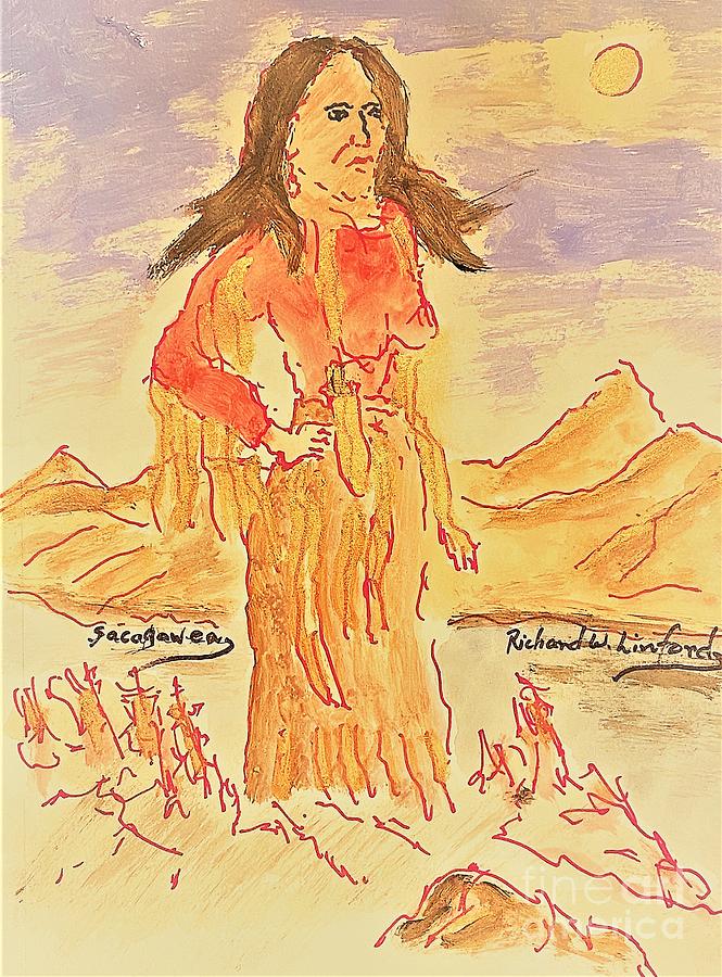Sacagawea Painting by Richard W Linford