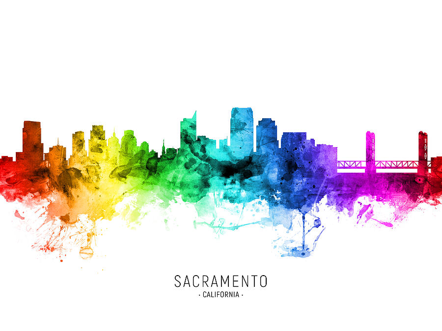 Sacramento California Skyline #17 Digital Art by Michael Tompsett