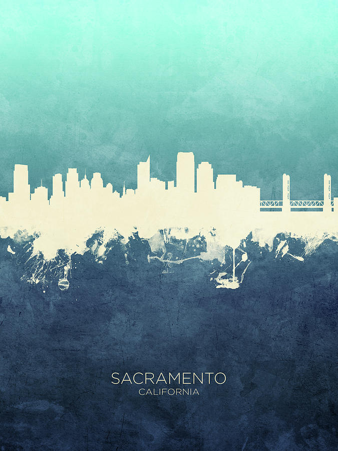 Sacramento Digital Art - Sacramento California Skyline #35 by Michael Tompsett