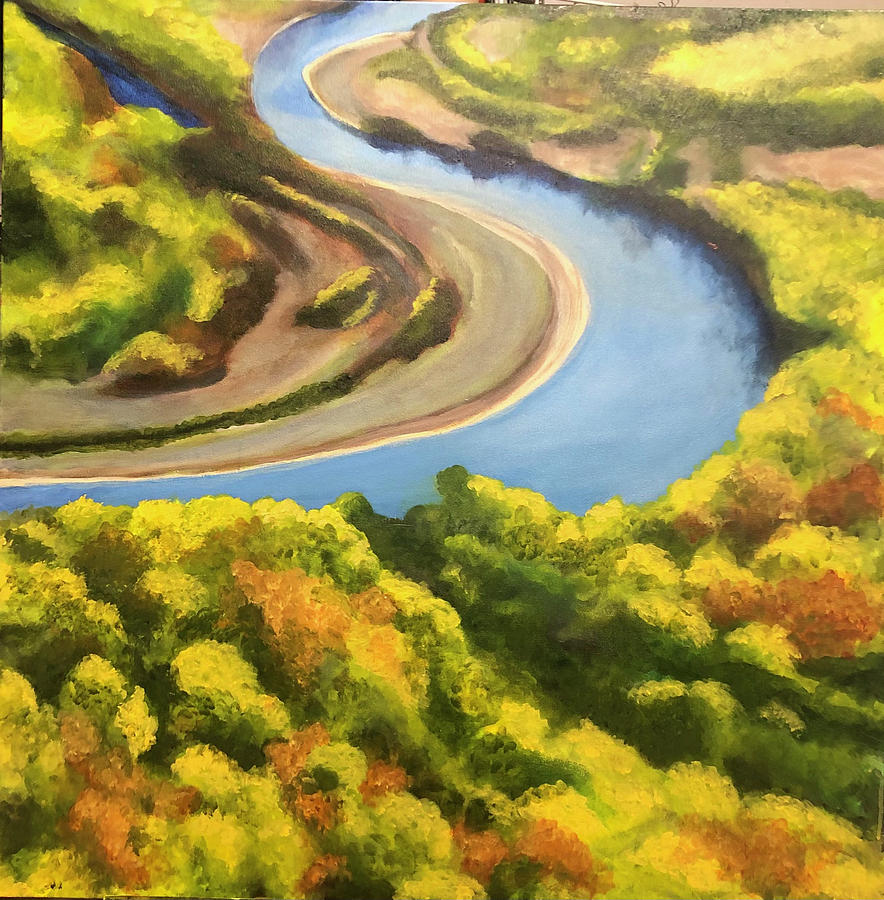 Sacramento River Bend Painting by Gitta Brewster