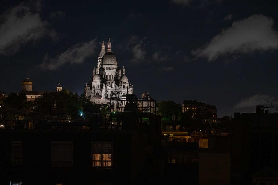 Sacre Couer at Night Photograph by Dave Koch