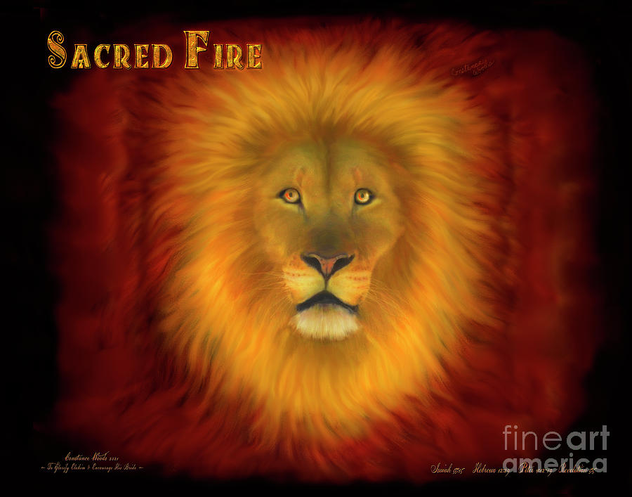 Sacred Fire Lion  Digital Art by Constance Woods