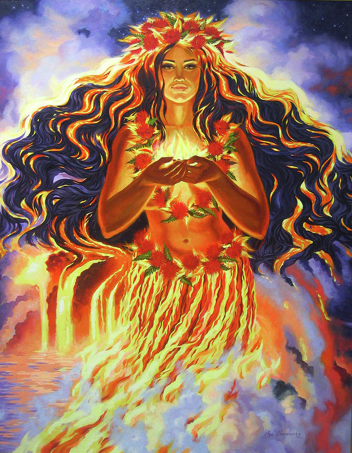 Pele Painting - Sacred Fire of Pele, Goddess of Hawaii Volcano by Olga Shevchenko
