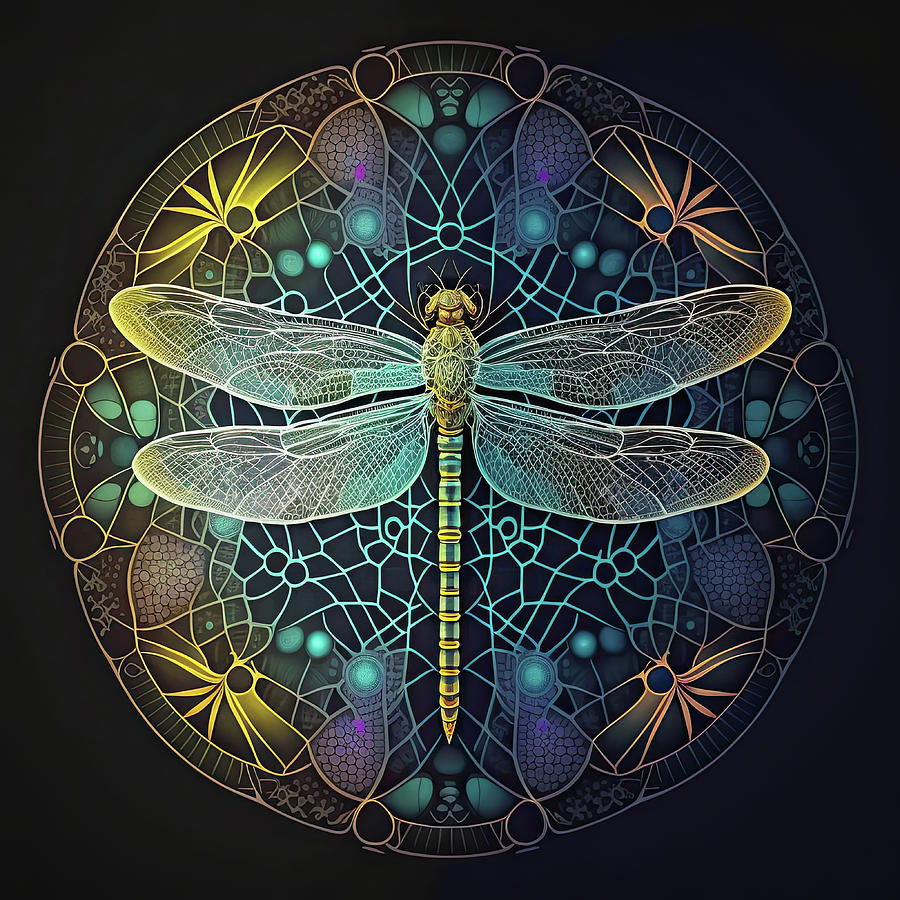 Sacred Geometry Dragonfly Digital Art by Zina Zinchik
