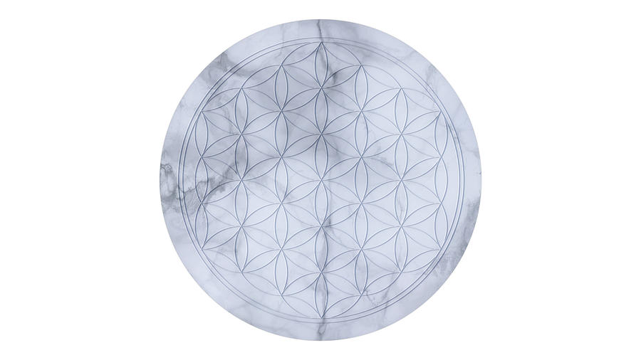 Sacred Geometry - Flower of Life - Logo 1a - Marble White Digital Art by Anarkia An