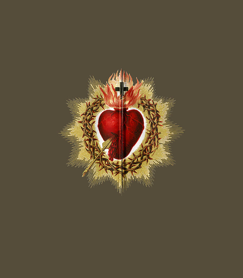 Sacred Heart of Jesus Art Christ Vintage Catholic Blessing Digital Art ...