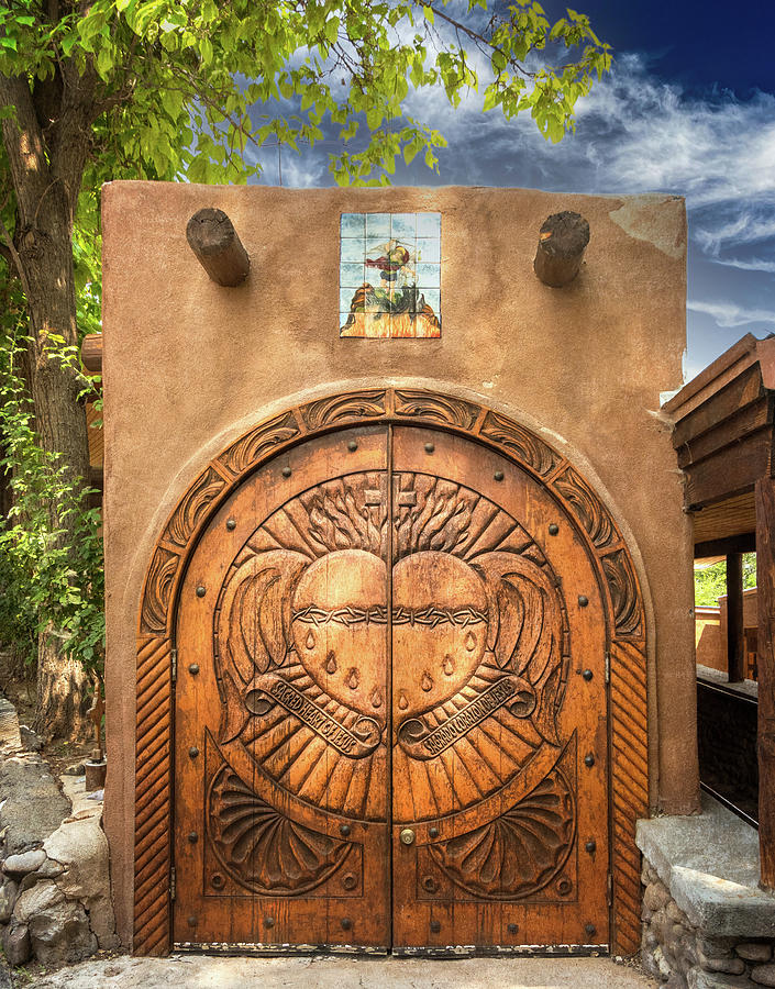 Sacred Heart of Jesus Carved Doors Photograph by Debra Martz