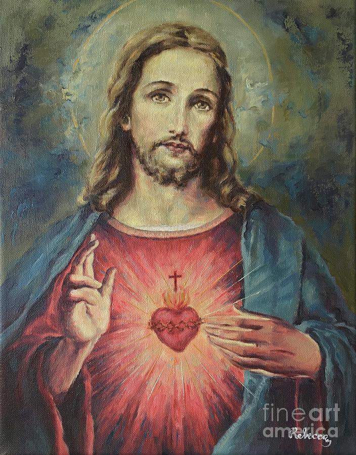 Sacred Heart Of Jesus Christ Number Six Painting By Rebecca Mike