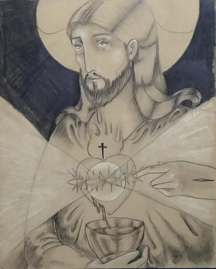 Sacred Heart of Jesus Drawing by Olivia Tautkus Fine Art America