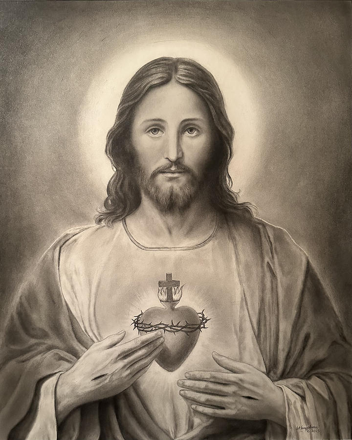 Sacred Heart Of Jesus Drawing by Thuy Pham - Fine Art America